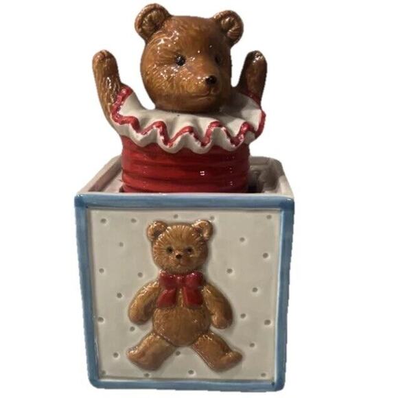VTG 1984 SCHMID GORDON FRASER Music Box 6.5 in Teddy Bear Jack in the Box Works! - Picture 2 of 8